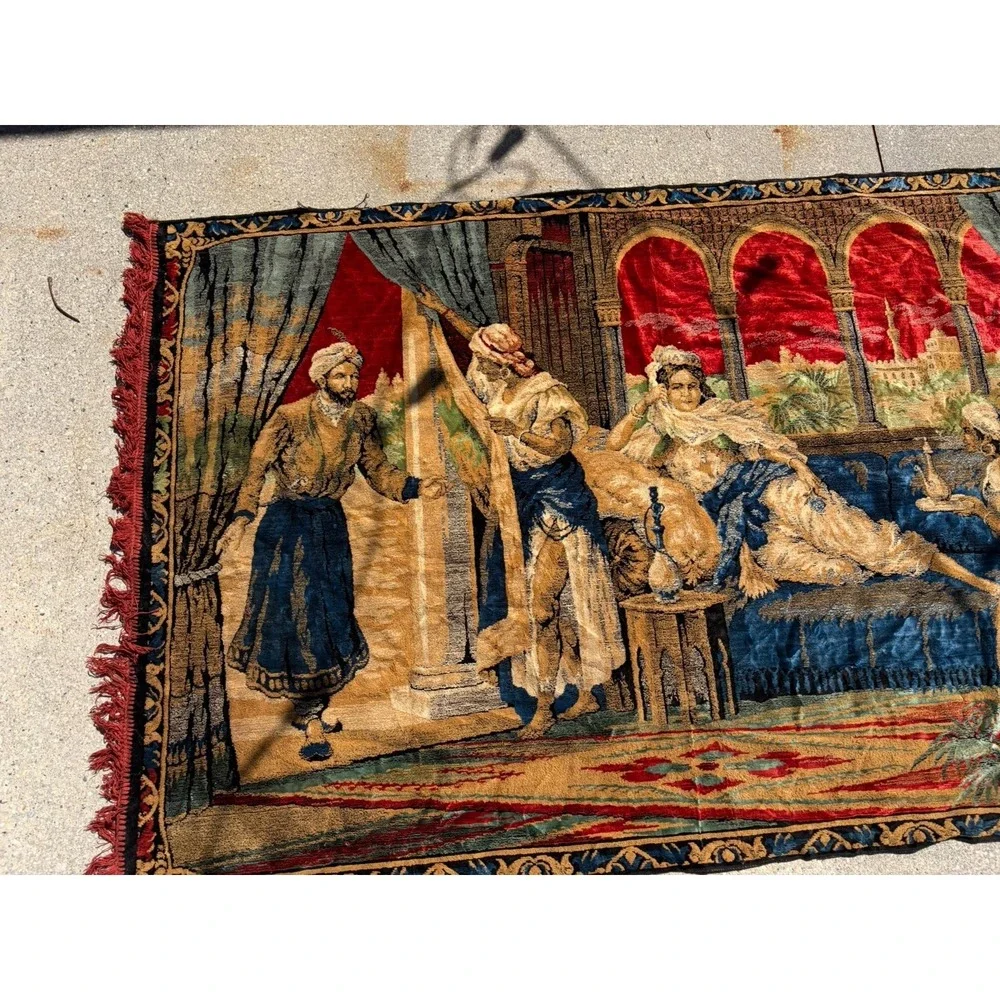 Vintage Persian Oriental Victorian 4x6 Woven  Tapestry Wall Hanging‎ Boho